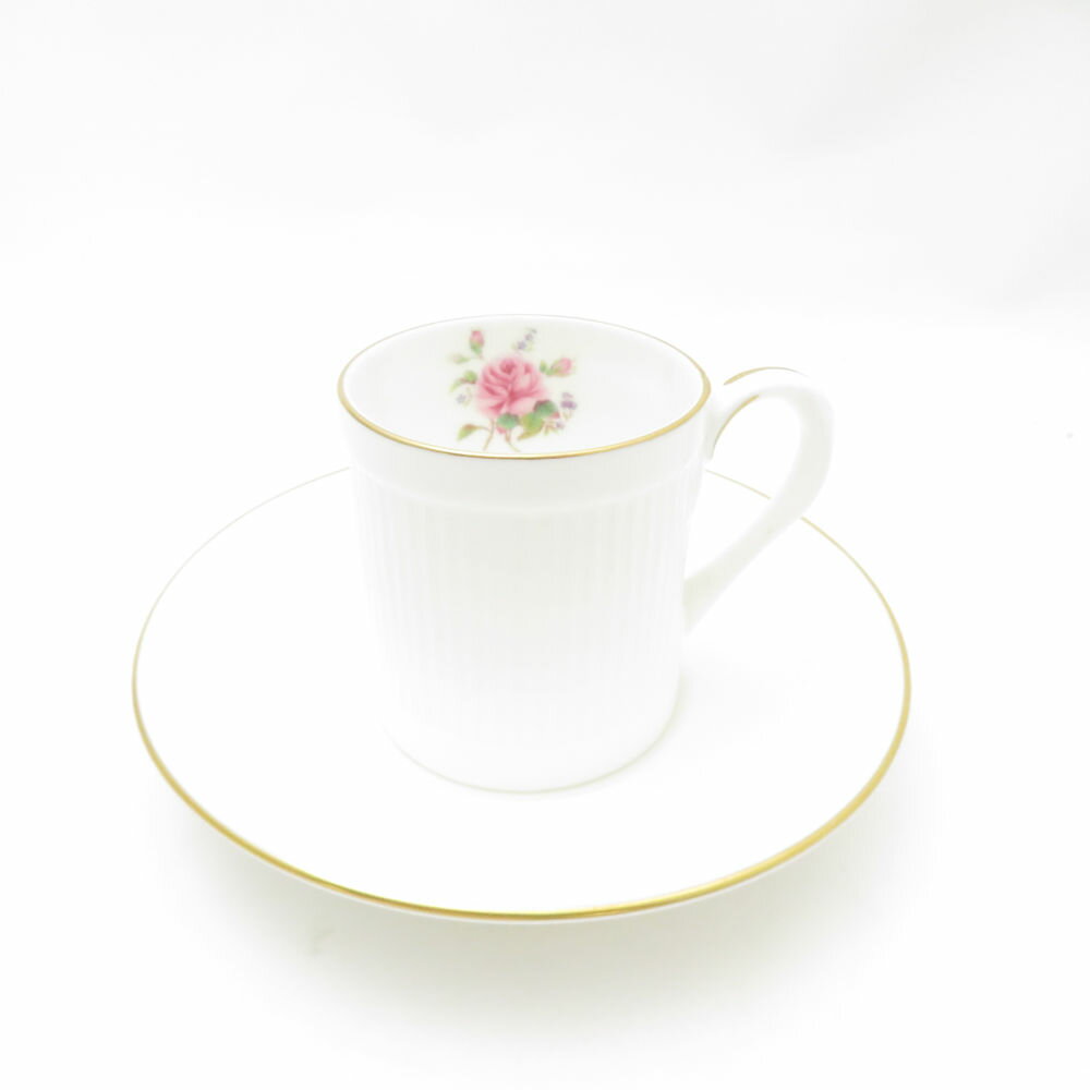 美品 CROWN STAFFORDSHIRE クラウンスタッフォードシャー ダンバリーミント 「プティローズ」 デミタスカップ&ソーサー 金彩 THE DANB...