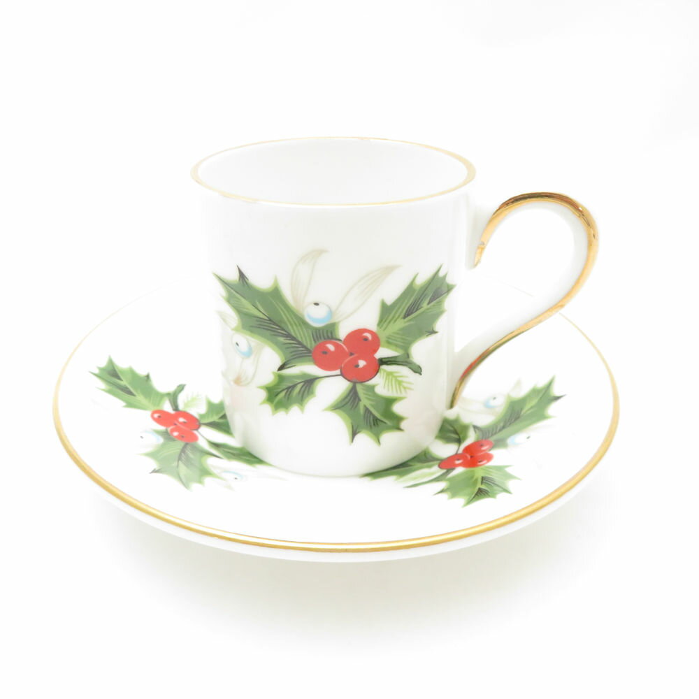 美品 Royal Grafton ロイヤルグラフトン ダンバリーミント 「ノエル」 デミタスカップ&ソーサー 金彩 THE DANBURY MINT SY133...