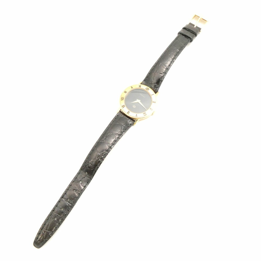 GUCCI グッチ 3000L 腕時計 アナログ 黒文字盤 ゴールド レディース AD1116 【中古】