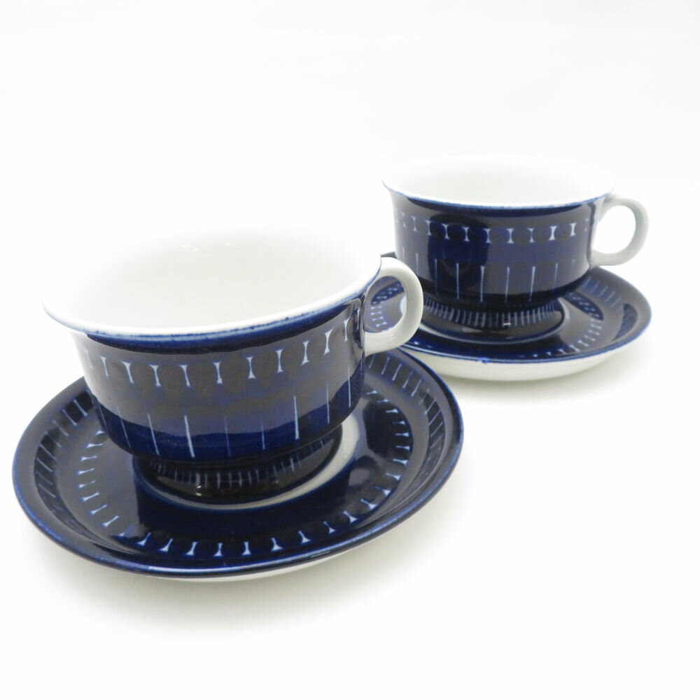 美品 ARABIA アラビア バレンシア カップ&ソーサー 2客 ペア ティー コーヒー 北欧 ヴィンテージ SU13248V2 【中古】