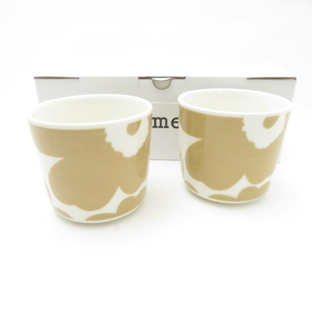 ARABIA アラビア ウニッコ ラテマグ 2点 陶器 ペア カップ コップ ホワイト×ベージュ SC9344D1 【中古】