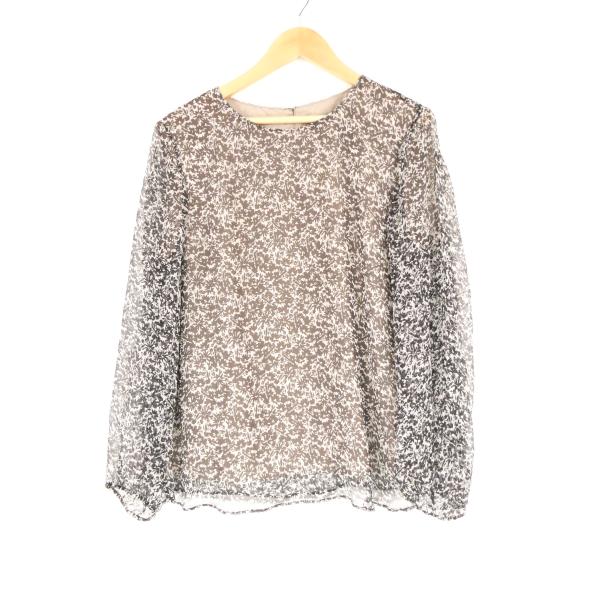 美品 theory luxe セオリー ブラウス 1点 38 M シルク 他 長袖 シースルー トップス 総柄 レディース AM7465A55 【中古】