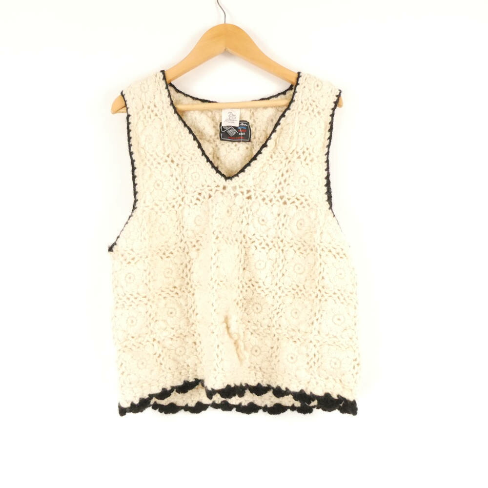 美品 dot&stripes ドット＆ストライプス NEPAL HAND KNIT ニット ベスト F ウール100％ ノースリーブ ..