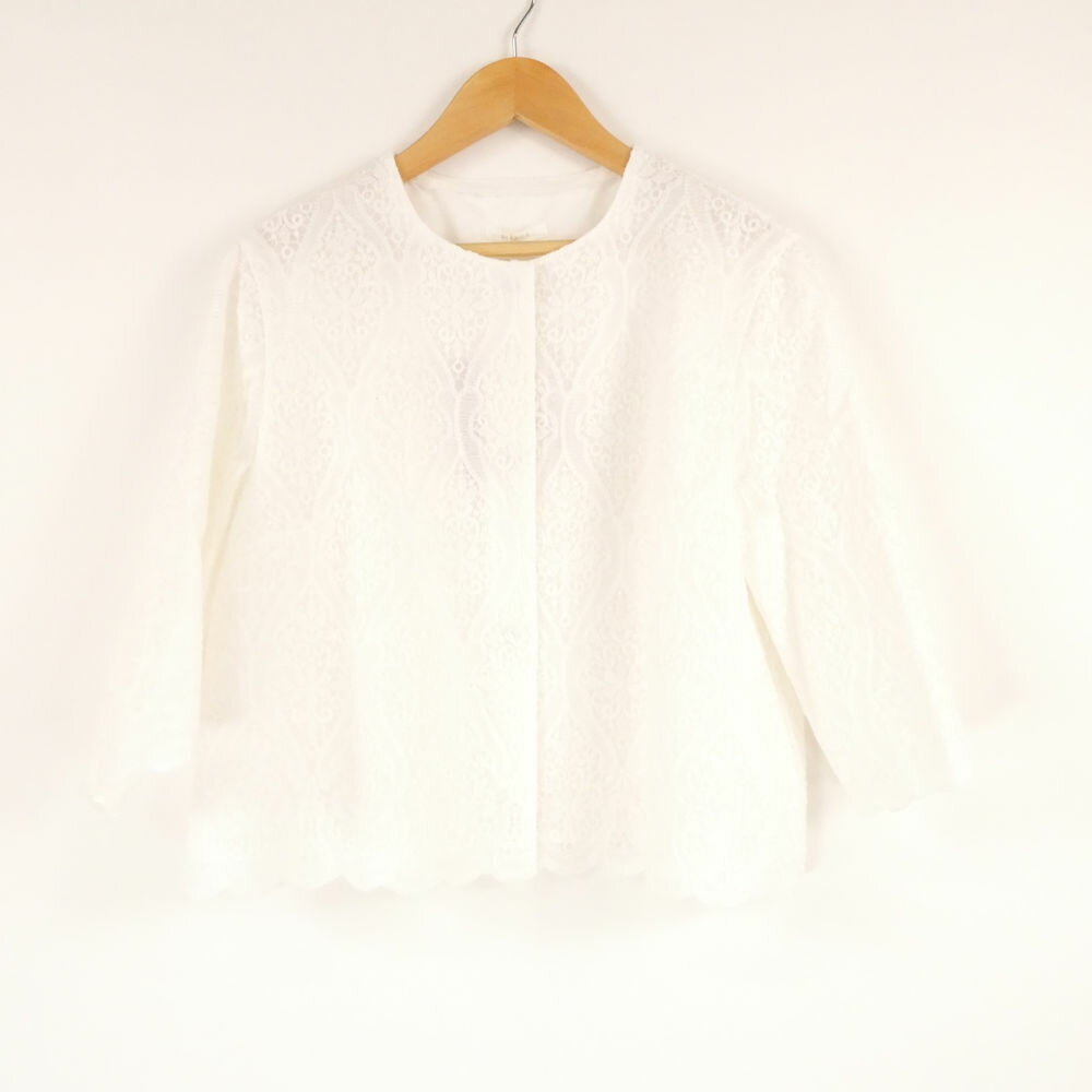 未使用 AMACA アマカ コットンラミーレースボレロブラウス 38 綿他 七分袖 レディース AO3376A47 【中古】