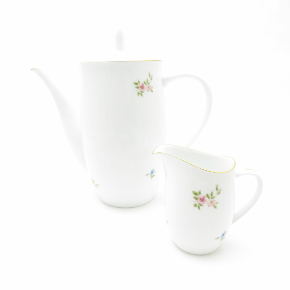 OKURA 大倉陶園 コーヒーポット クリーマー 2点 セット 小花柄 ミルク クリーム SC9147P1 【中古】