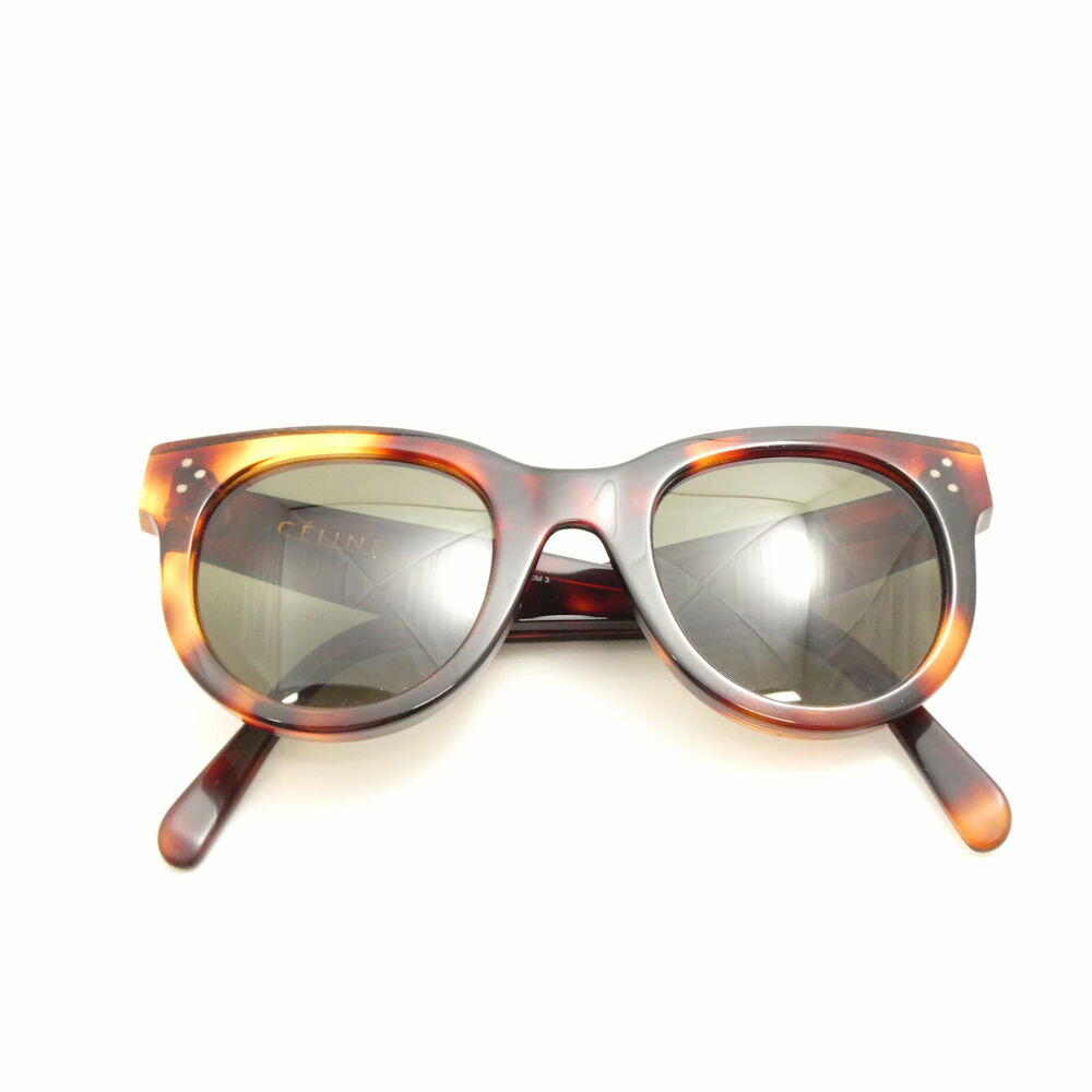 CELINE セリーヌ CL41053/S Baby Audrey キャットアイ サングラス 度なし 47□24 グレーレンズ メガネ 茶 眼鏡 アイウェア レディース AU3683 【中古】