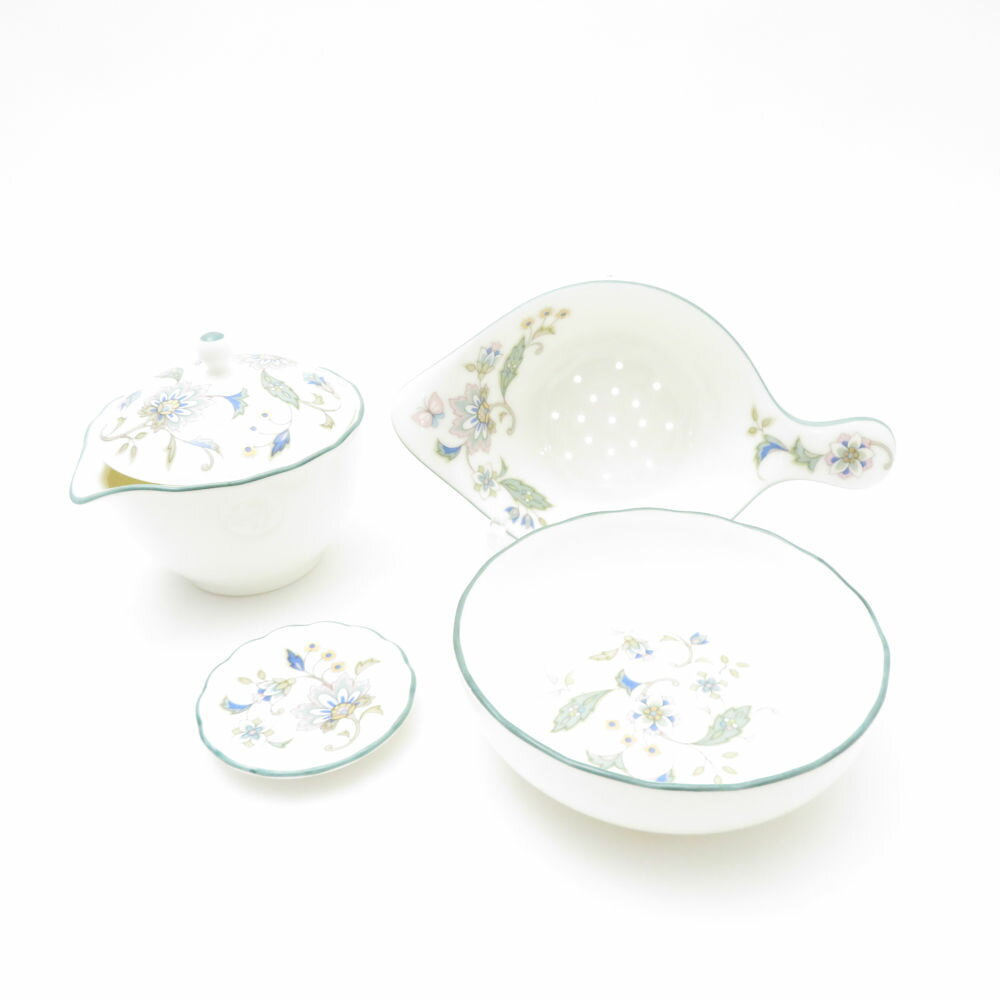 美品 Noritake ノリタケ カリフパレス シュガーポット ティーストレーナー スプーンレスト 3点 セット 廃盤 花柄 フラワー SC9383B2 【中古...