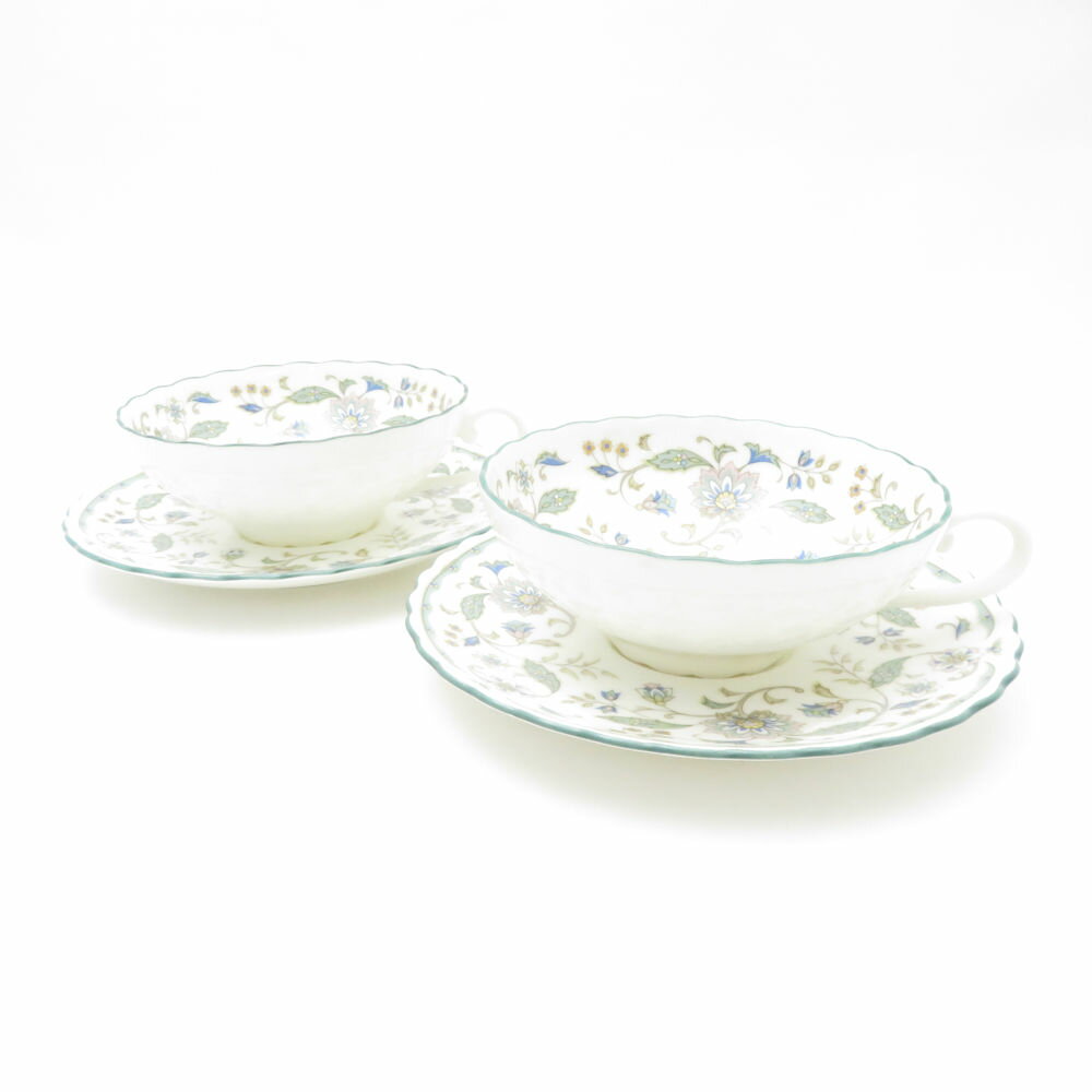 美品 Noritake ノリタケ カリフパレス ティーカップ&ソーサー 2客 ペア 廃盤 花柄 フラワー SC9384B2 【中古】