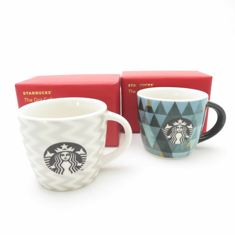 未使用 STARBUCKS スターバックス ホリデー 2015 フォレスト/シルバーシェブロン オーナメントデミ 2点 陶器 セット クリスマス スタバ SC9391C1 【中古】のサムネイル