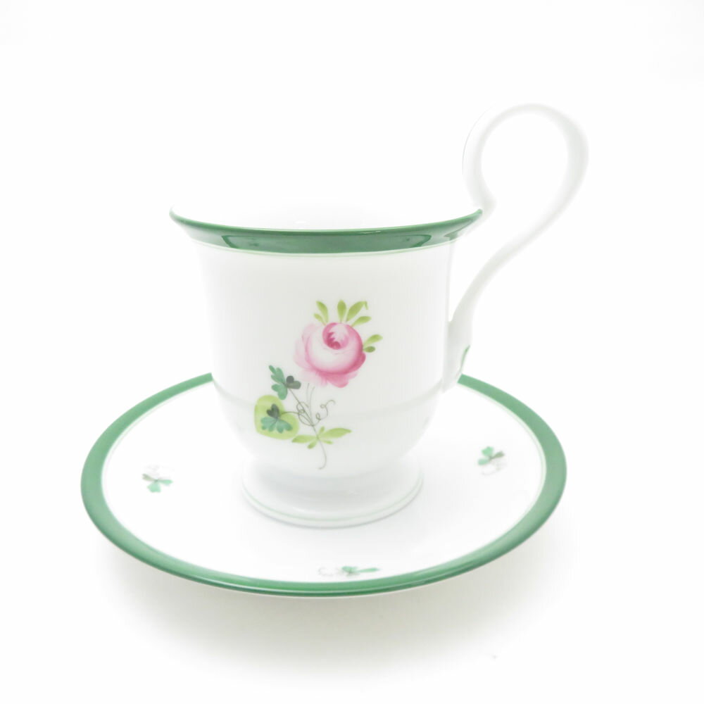 美品 Herend ヘレンド ウィーンのバラ VRH 4911 コーヒーカップ&ソーサー ハイハンドル 薔薇 ばら SU13316D2 【中古】