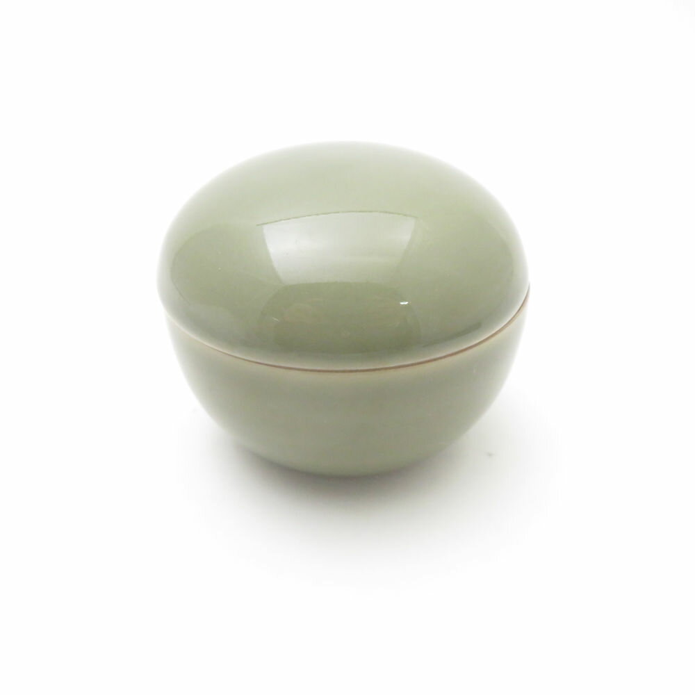 美品 Fukagawa Seiji 深川製磁 百年庵 茶灰釉 丸蓋物 小物入れ 有田焼 SY13427D2 【中古】
