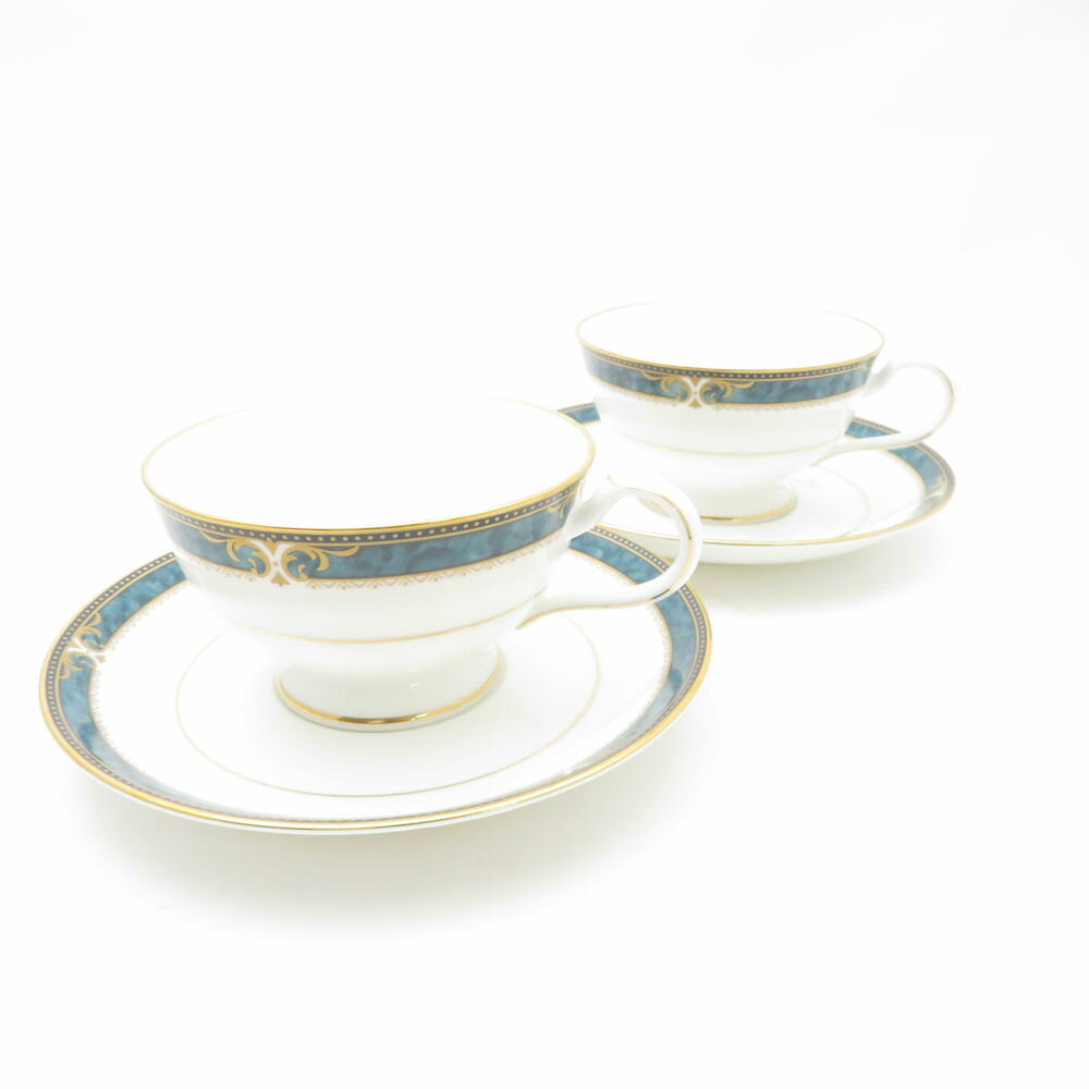 美品 Noritake ノリタケ ESSEX COURT エセックスコート ティーカップ&ソーサー 2客 ペア SC9481G1 【中古】