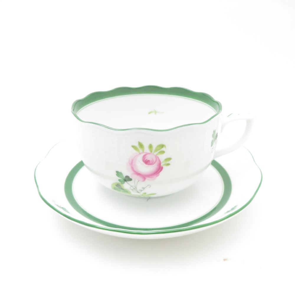 未使用 Herend ヘレンド ウィーンの薔薇 VRH ティーカップ&ソーサー バラ ローズ SC9485X2 【中古】