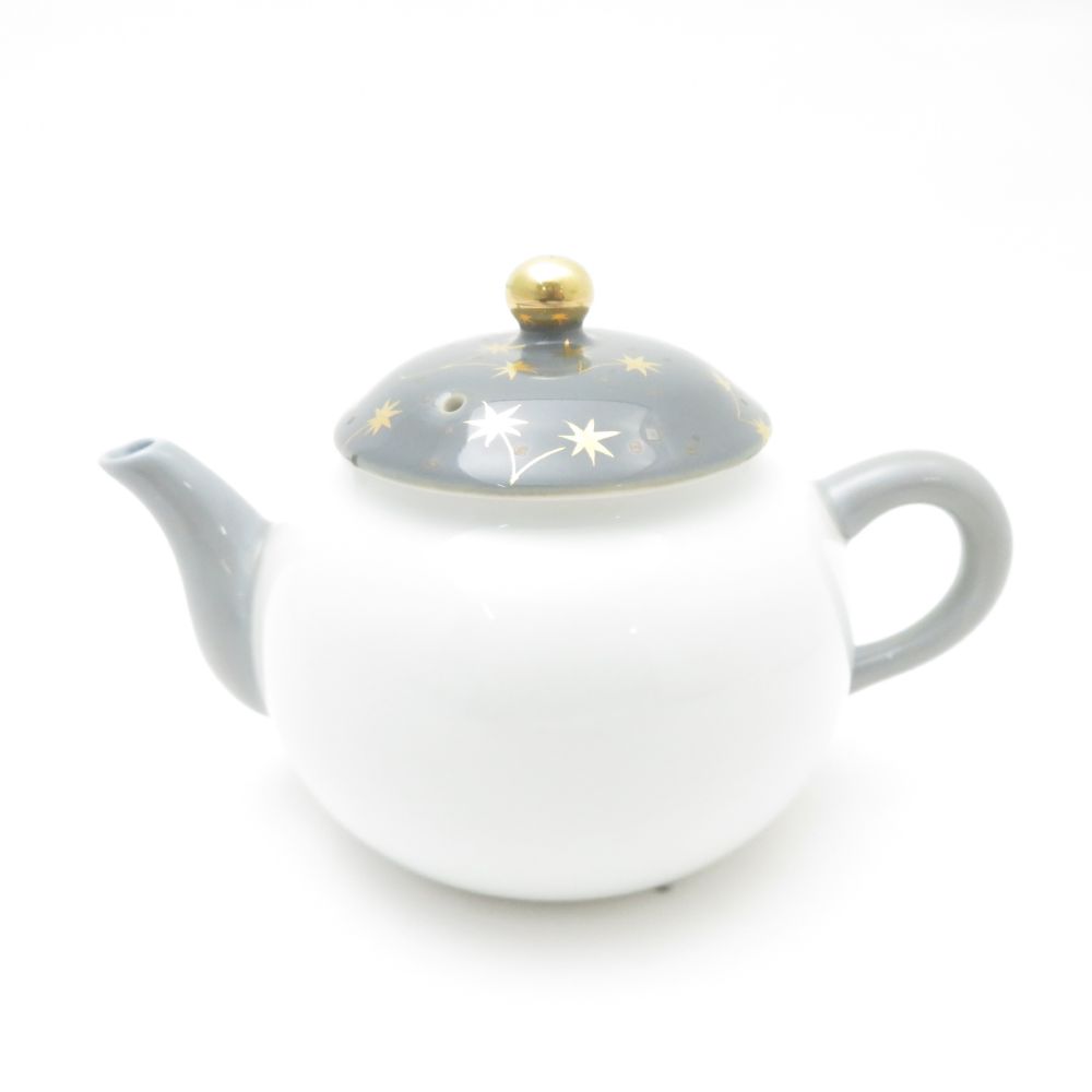 美品 Fukagawa Seiji 深川製磁 急須 小 ティーポット 白 灰 茶 有田焼 和食器 SU13383B2 【中古】