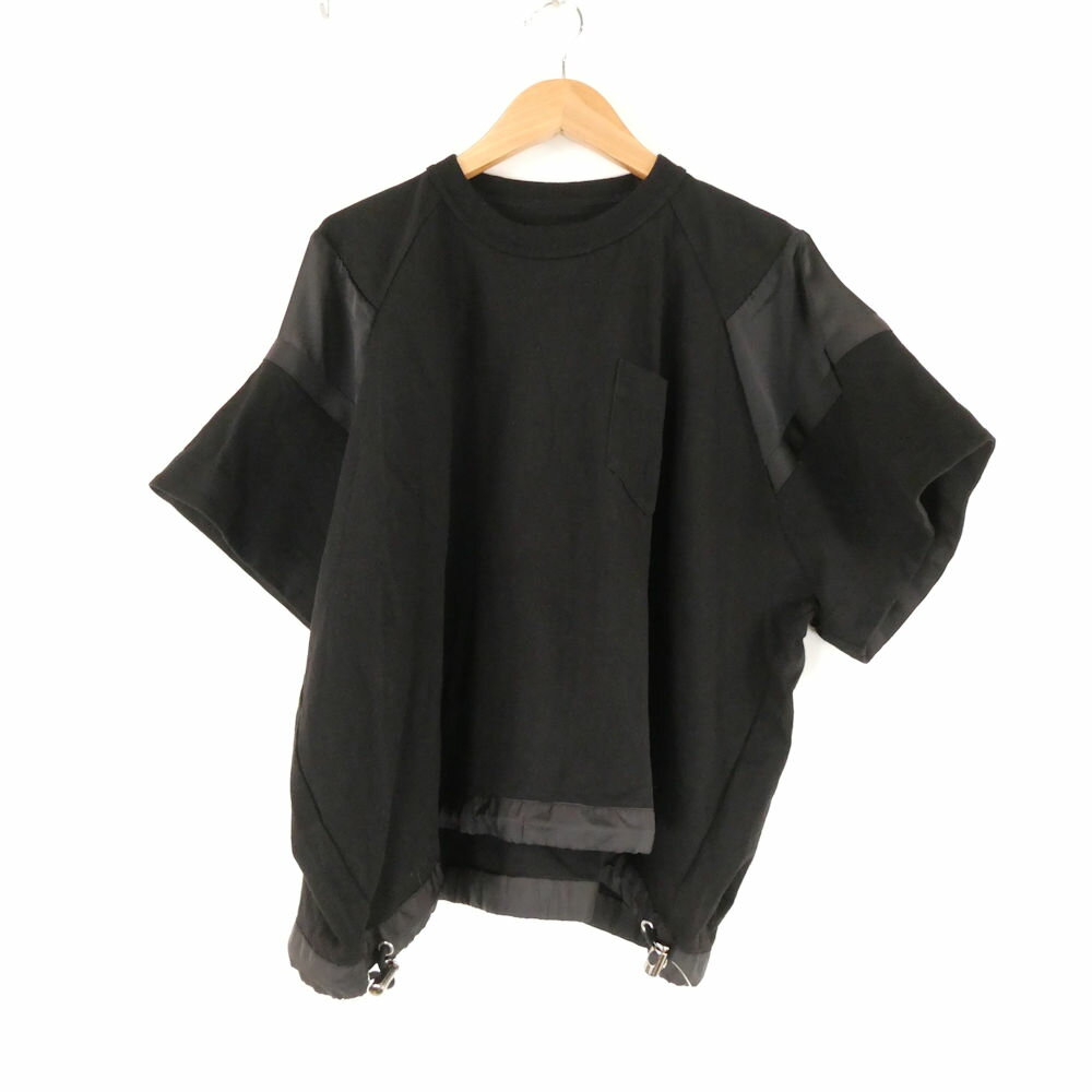 美品 sacai サカイ 23-06567 olid Satin Cotton Jersey Tシャツ 2 コットン100% 半袖 レディース AO3502A4...
