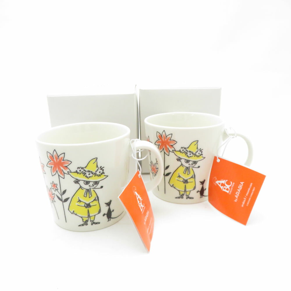 未使用 ARABIA アラビア ムーミン ABCコレクション マグカップ 2点 陶器 ペア スナフキン 0.3L コップ フィンランド SC9443H2 【中古...