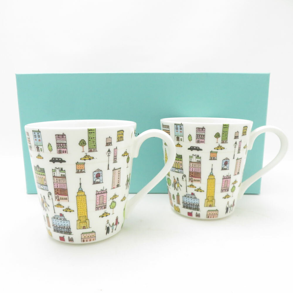 未使用 TIFFANY&Co. ティファニー 5thアベニュー ニューヨーク マグカップ 2点 ティー コーヒー NY テーブルウェア SU13423F2 【中...