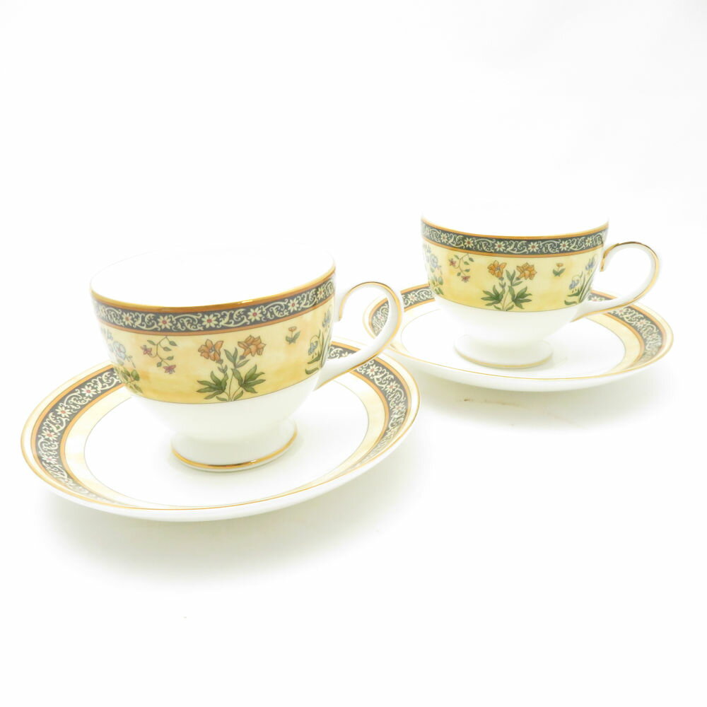 美品 WEDGWOOD ウェッジウッド インディア ティーカップ&ソーサー 2客 ペア リー SY13465L1 【中古】