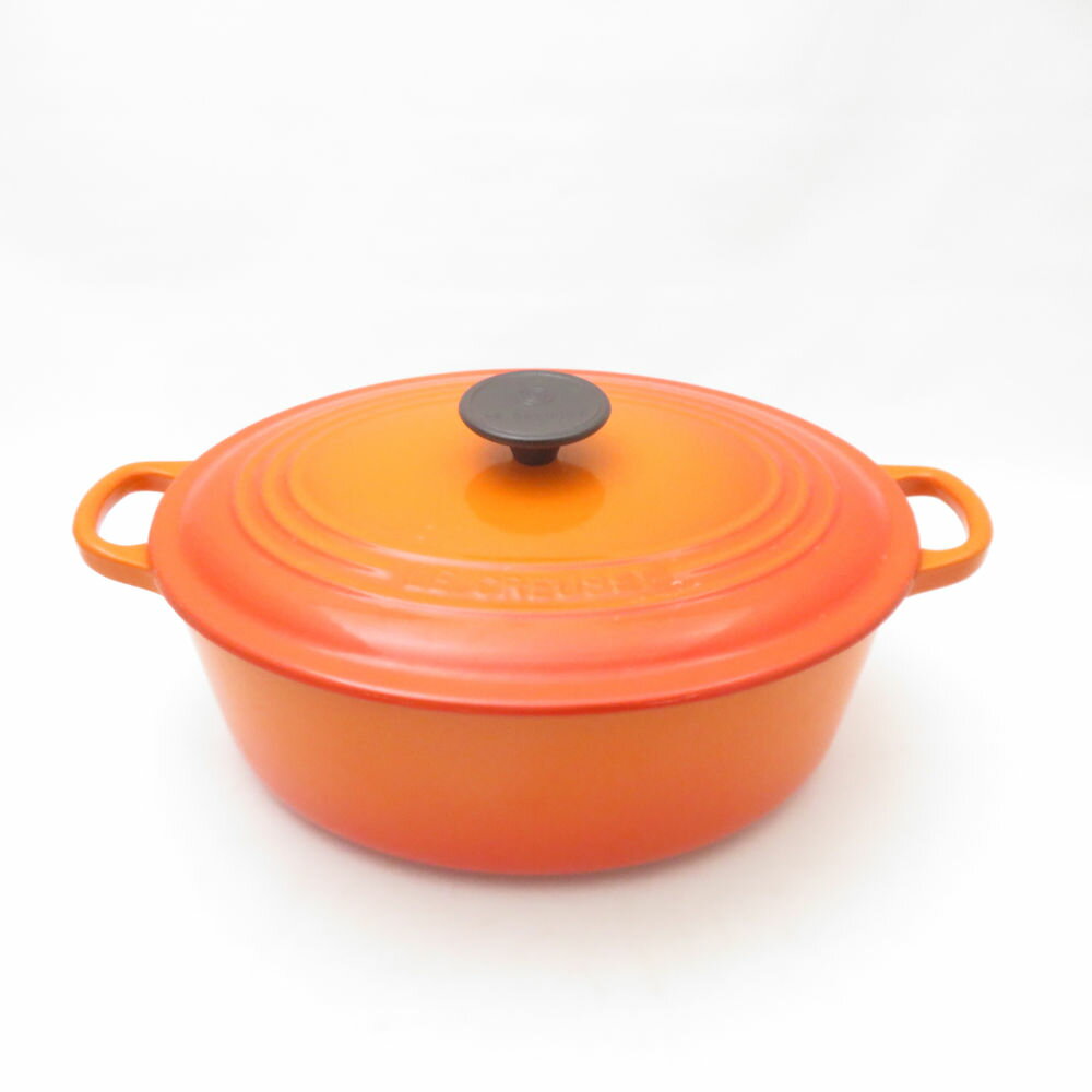 美品 Le Creuset ルクルーゼ ココットオーバル 両手鍋 鋳物ホーロー 27cm 料理 調理 ...