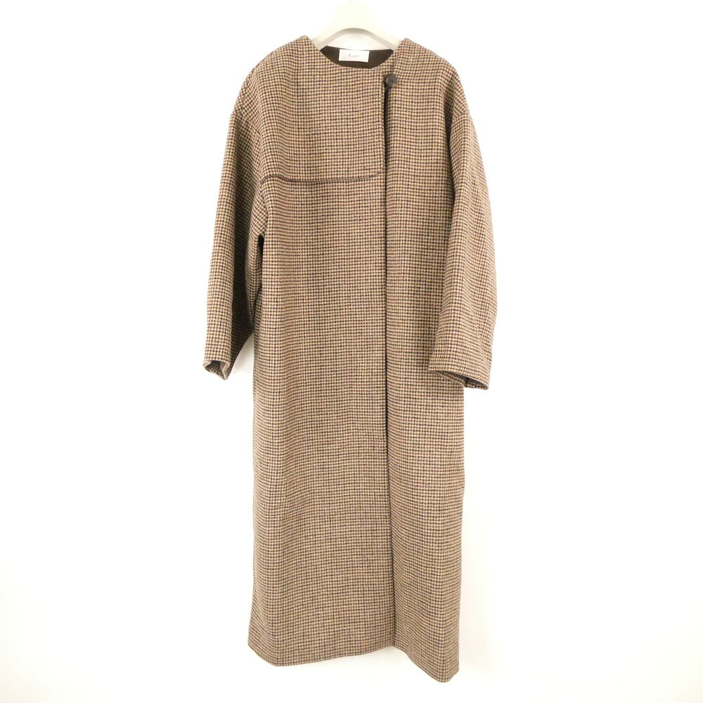 樂天商城 - 美品 Eaphi エフィ ノーカラーコート F ポリエステル他 千鳥格子柄 ロング レディース AO3594B16 【中古】