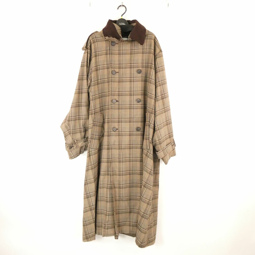 乐天商城 - 美品 ETRE TOKYO エトレトウキョウ 1225500080-0 フードストールロングトレンチコート S ポリエステル 他 ロング丈 チェック柄 レディース AY7400B20 【中古】