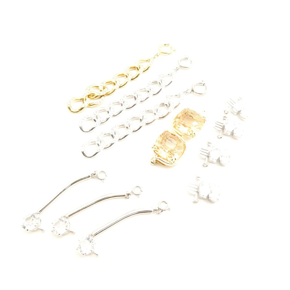 美品 SWAROVSKI スワロフスキー エクステンダー 1 セット ゴールド ストーン ラウンドカット レディー..
