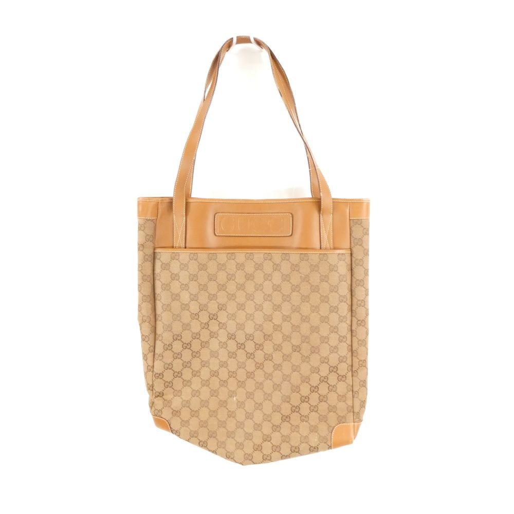 難有 GUCCI グッチ 002 115 0152 トートバッグ レザー GG柄 ゴールドチャーム ヴィンテージ 鞄 AU3805 【中古】