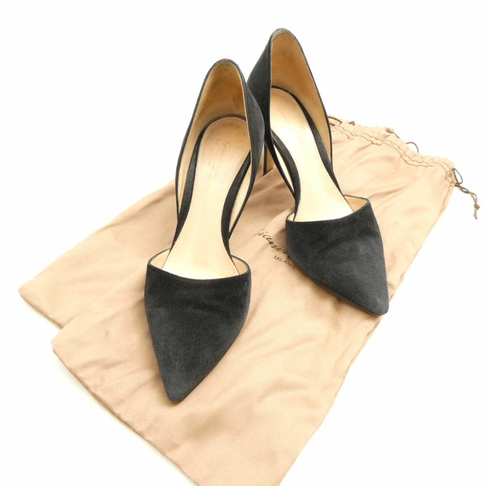 Gianvito Rossi ���������ȥ��å� ���ѥ졼�ȥѥ�ץ� 351/2 22��22.5cm���� �ԥ�ҡ��� ���������� �ѥ�ץ� ��ǥ����� AD13...