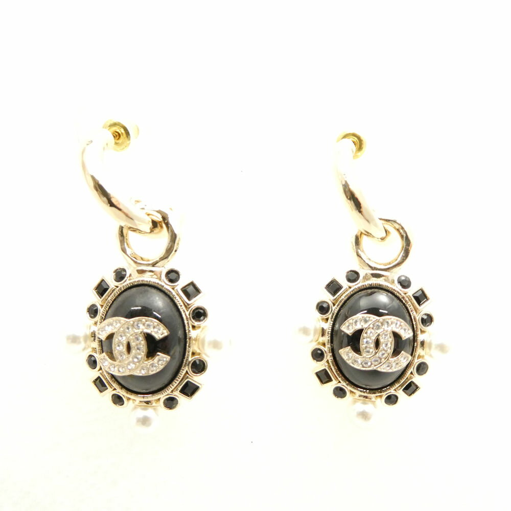 美品 CHANEL シャネル B22P ピアス ココマーク パール ラインストーン レディース AM7919W2 【中古】
