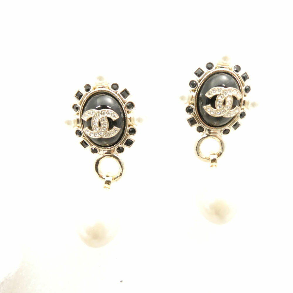 美品 CHANEL シャネル (B22 P) 両耳ピアス ライトストーン ココマーク パール レディース AY7989W2 【中古】