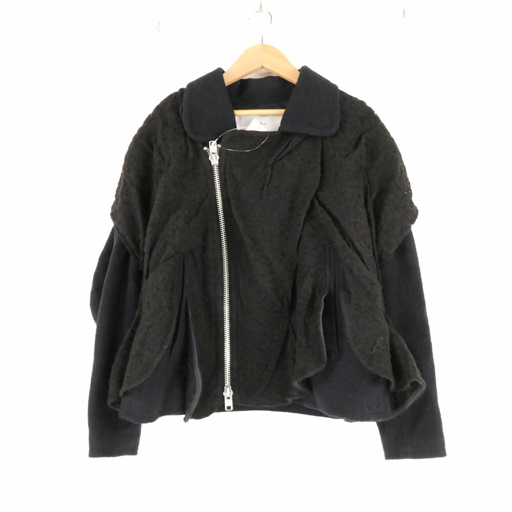 樂天商城 - JULIEN DAVID ジュリアン デイヴィッド ライダースジャケット F ウール ポリエステル 長袖 ネイビー レディース AN2380B19 【中古】