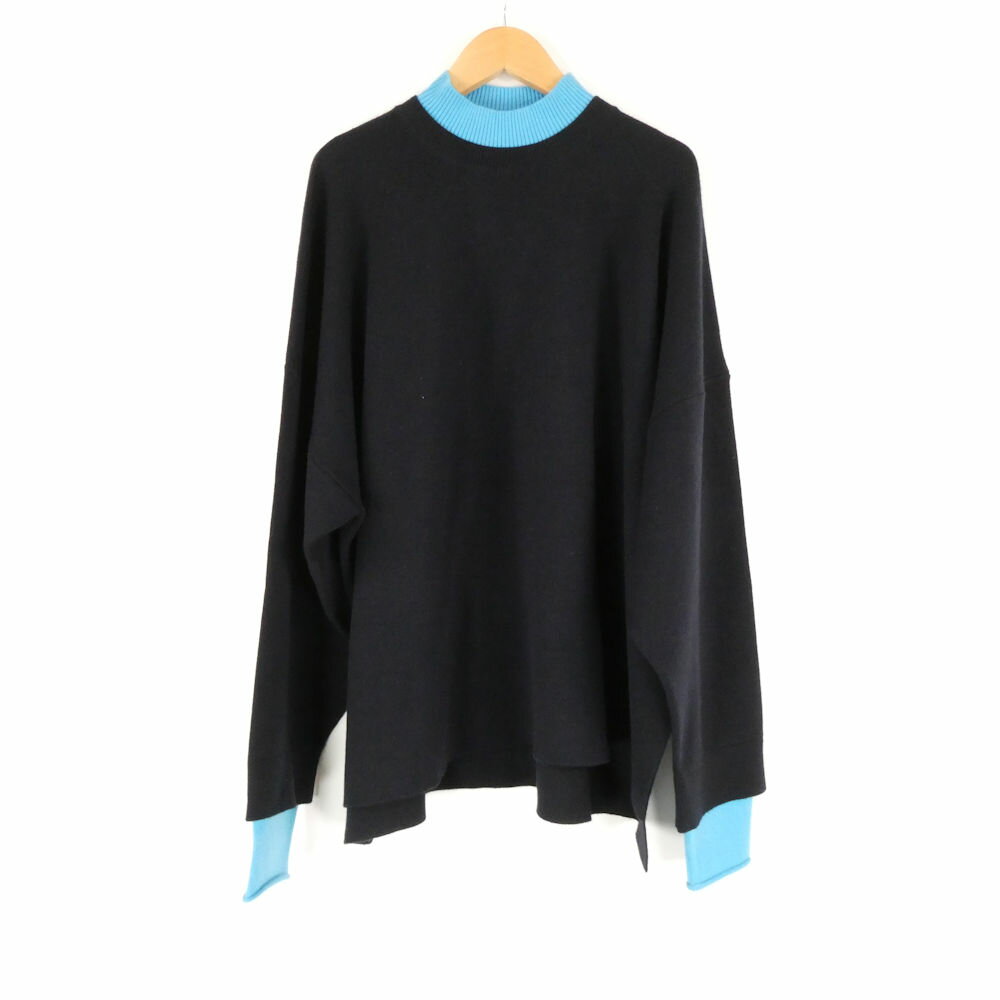 美品 ENFOLD エンフォルド LAYERED NECK BOX PULLOVER (300HA270-2240) ニット 38 ウール他 長袖 レディース AY7437A12 【中古】