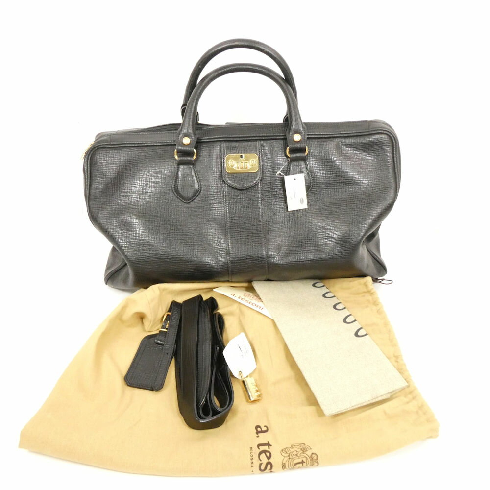 美品◎a.testoni ボストンバッグ ショルダーバッグ 2way イタリア製 斜めがけショルダーバッグ 2WAY レザー オレンジ ボストンバッグ