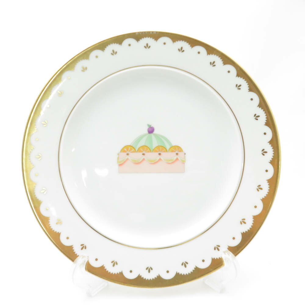 BVLGARI ×Rosenthal ブルガリ×ローゼンタール DOLCI DECO ドルチェデコ 中皿 1枚 22cmプレート ケーキ デザート SC10148G1 【中古】