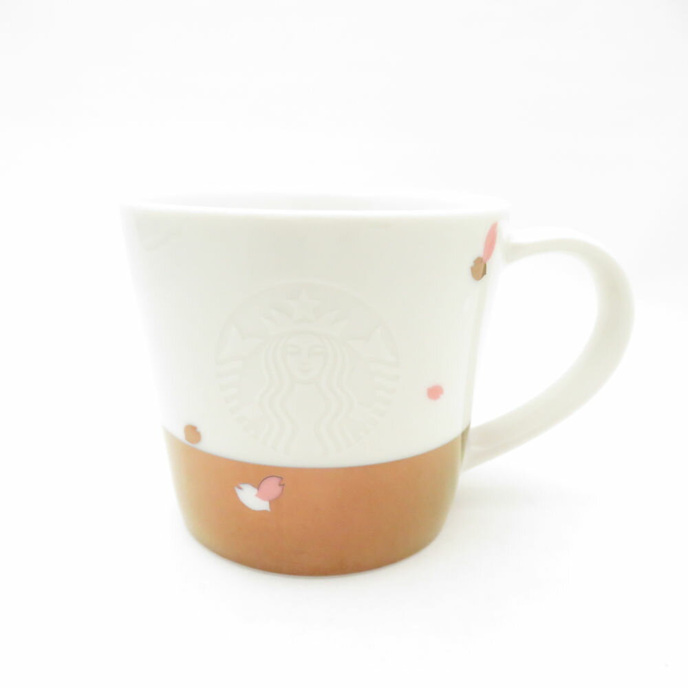 未使用 STARBUCKS スターバックス さくら2017 ゴールド マグカップ 1点 陶器 355ml スタバ コップ 桜 サクラ SC9886B4 【中古】