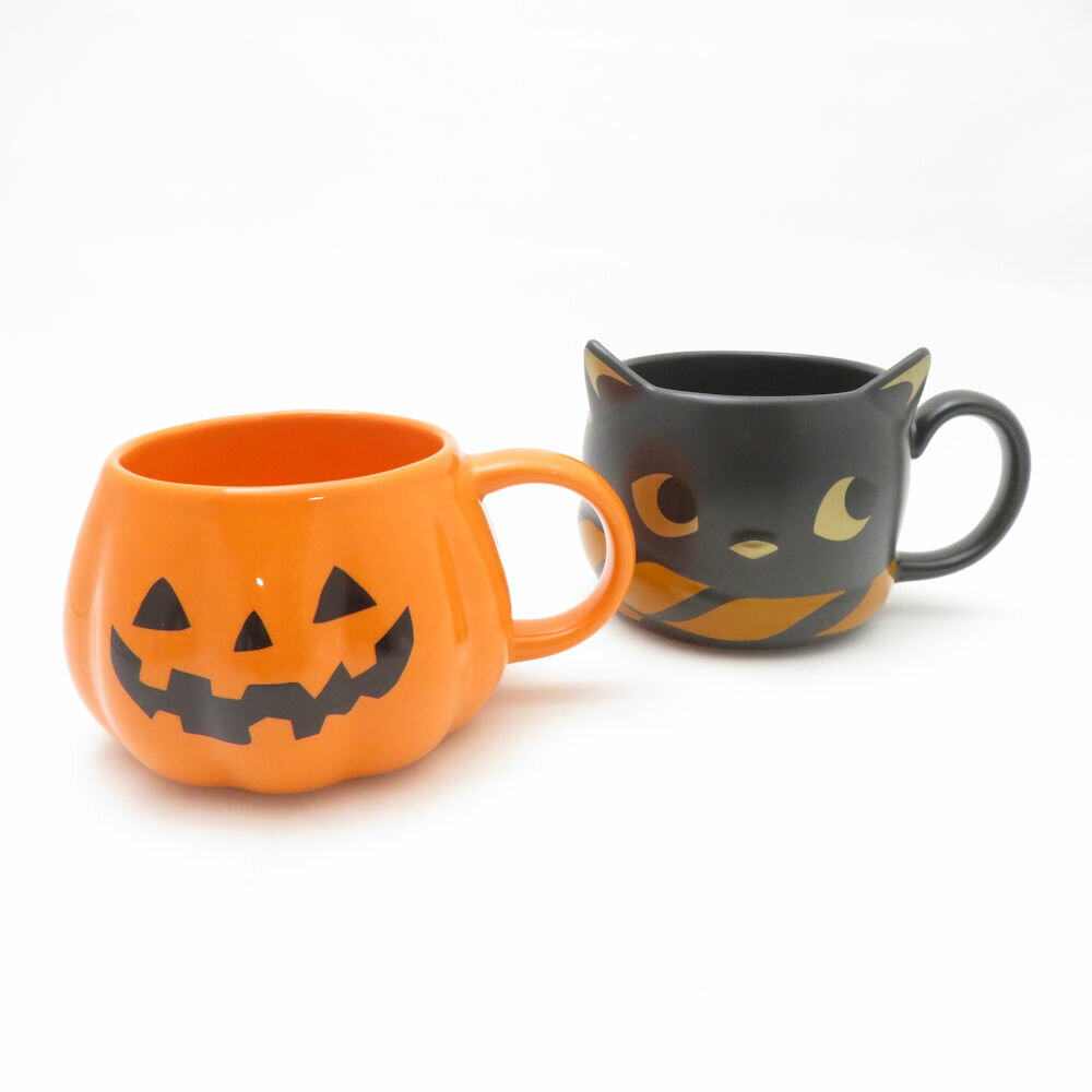 美品 STARBUCKS スターバックス ハロウィン2018 パンプキン/キャット マグカップ 2点 セット ジャックオランタン スタバ SU13304F2 【中古】