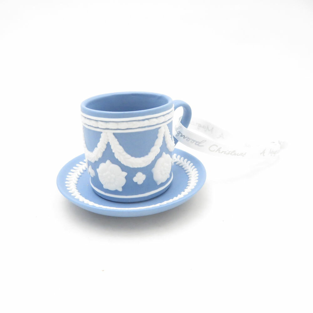 美品 WEDGWOOD ウェッジウッド ジャスパー ホリデイ クリスマスオーナメント カップ&ソーサー 1点 ホリデー 置物 飾り オブジェ SU13589G1 【中古】