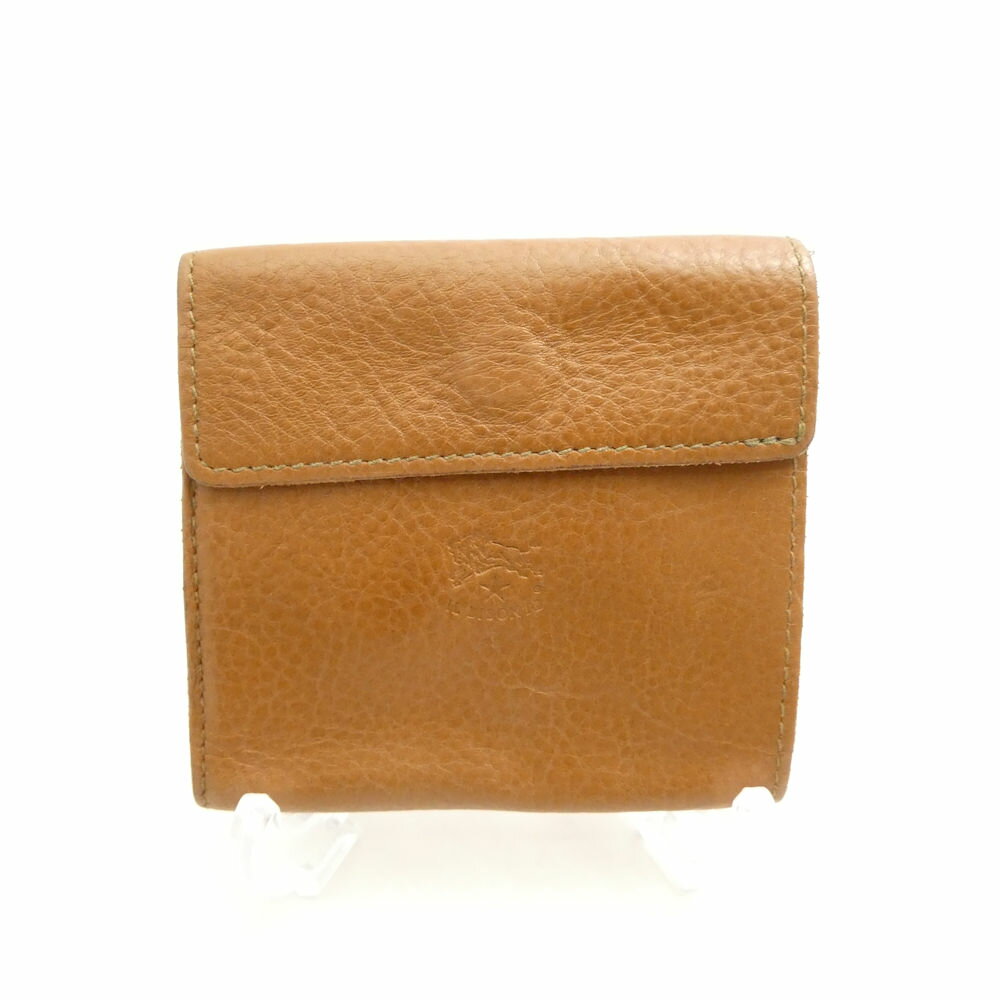 未使用　IL BISONTE レザー二つ折り財布　チョコ　濃茶　ミニウォレット イルビゾンテ IL BISONTE 財布 折りたたみ財布 二つ折り財布 C0487 MP