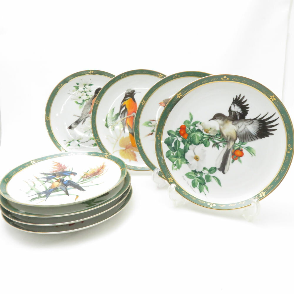 未使用 FRANKLIN PORCELAIN フランクリンポーセリン 世界の鳴き鳥 飾り皿 8枚 セット 絵皿 SC10165D1 【中古】