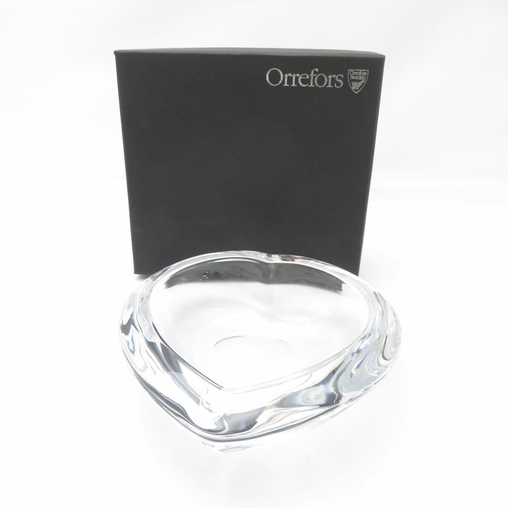 未使用 Orrefors オレフォス アムール クリスタルキャンドルホルダー ハート ろうそく SC9834X2 【中古】