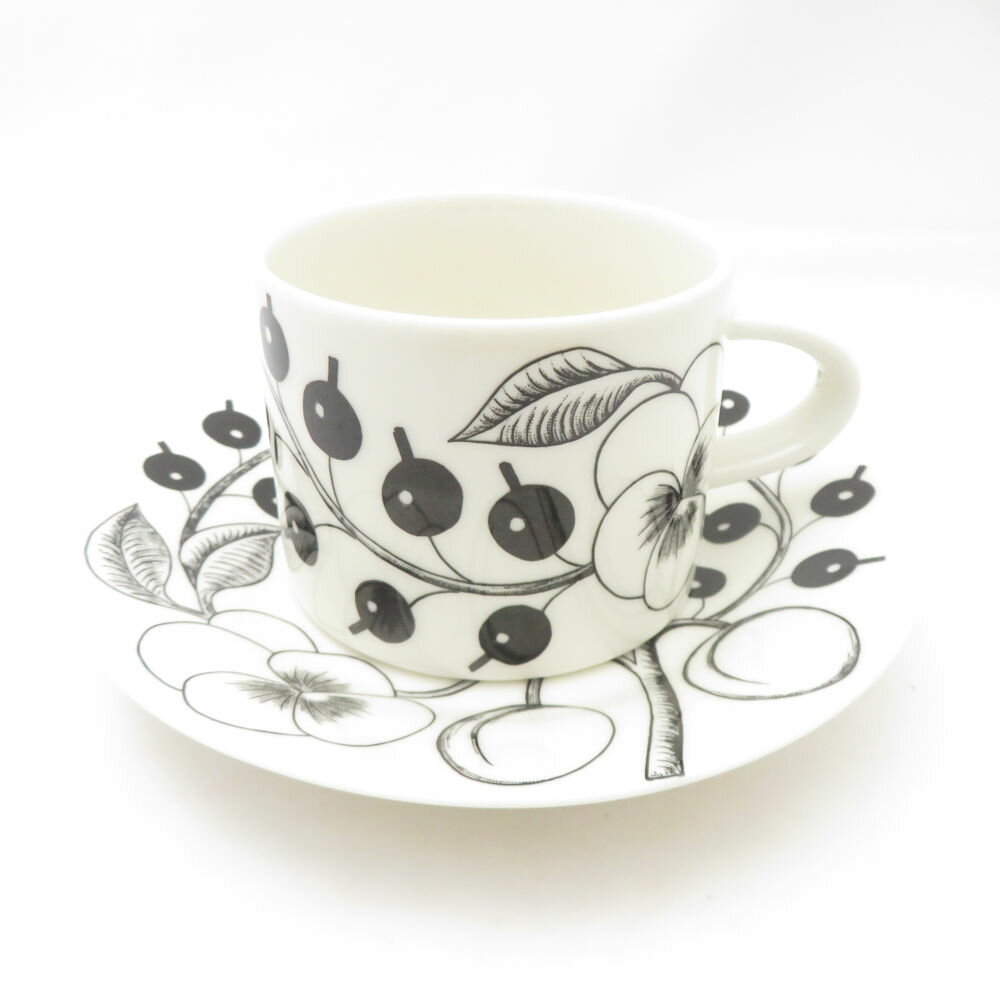 ARABIA アラビア パラティッシ ブラック ティーカップ＆ソーサー 北欧 SO3763X2 【中古】