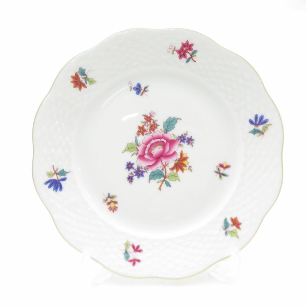 美品 Herend ヘレンド 南京ブーケ NB 中皿 19cmプレート ケーキ デザート 花 SC10235L2 【中古】