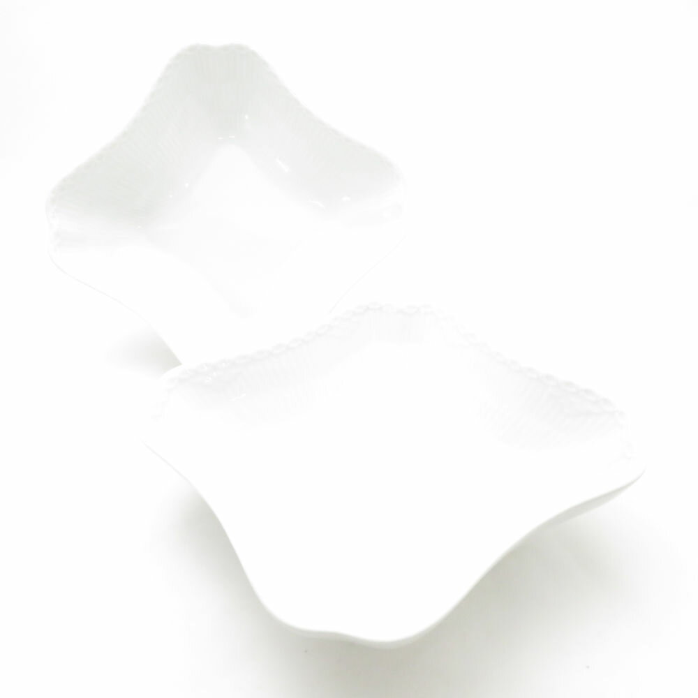 ROYAL COPENHAGEN ロイヤルコペンハーゲン ホワイトフルーテッドハーフレース スクエアボウル 2点 ペア 21cmプレート 深皿 鉢 サラダ SC10247V2 【中古】