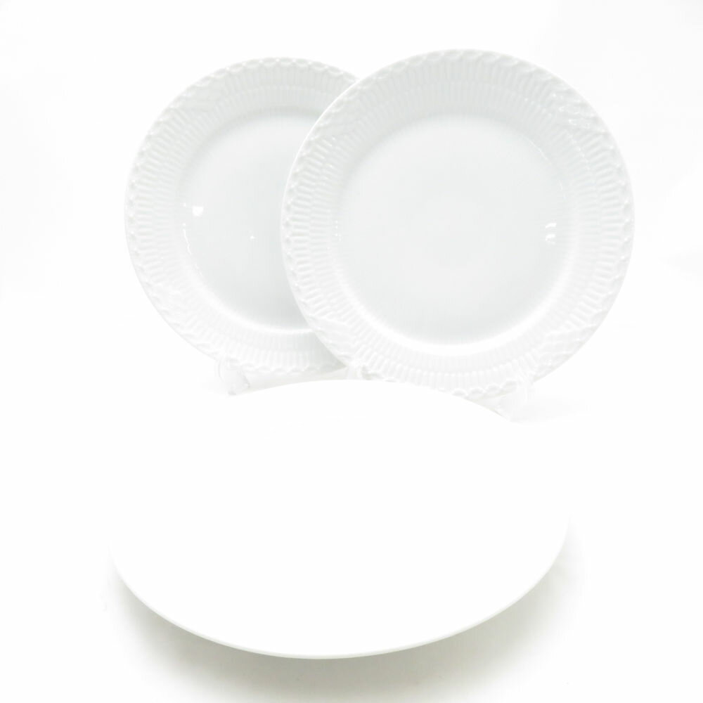 美品 ROYAL COPENHAGEN ロイヤルコペンハーゲン ホワイトフルーテッドハーフレース 大皿 3枚 セット 25cmプレート ディナー SC10251V2 【中古】