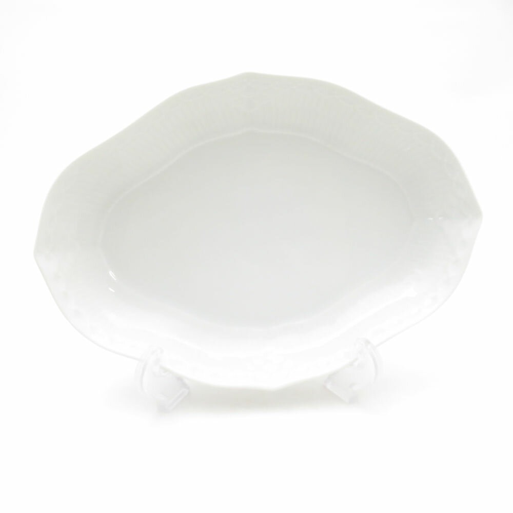 美品 ROYAL COPENHAGEN ロイヤルコペンハーゲン ホワイトフルーテッドハーフレース 舟形ディッシュ 22cmプレート 中皿 オーバル SC10255V2 【中古】