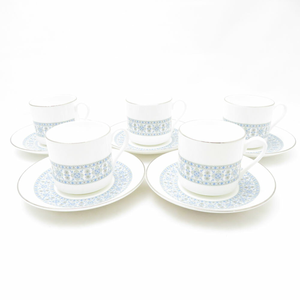 美品 ROYAL DOULTON ロイヤルドルトン COUNTERPOINT カウンターポイント コーヒーカップ＆ソーサー 5客 セット 廃盤 希少 レア SC9781J2 【中古】