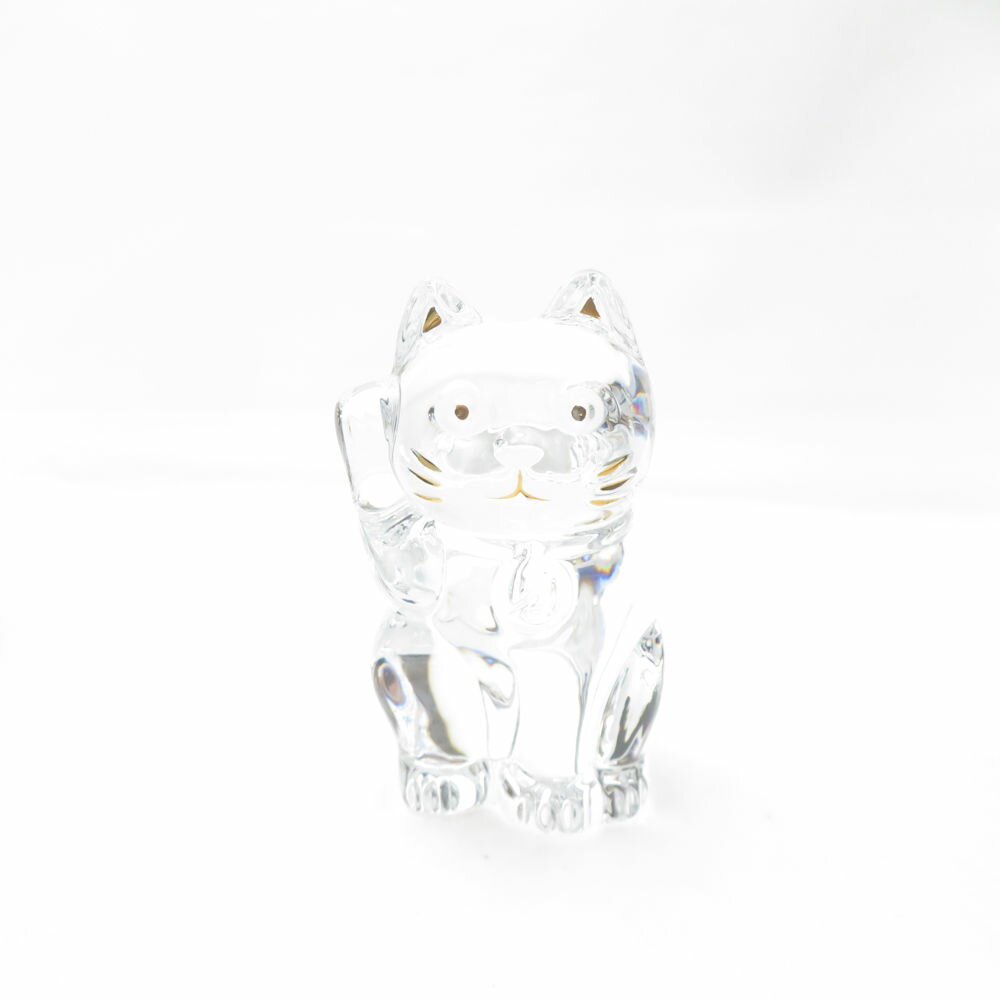 Baccarat バカラ まねき猫 クリスタルオブジェ 10cm ラッキーキャット 置物 フィギュリン SC9787H1 【中古】