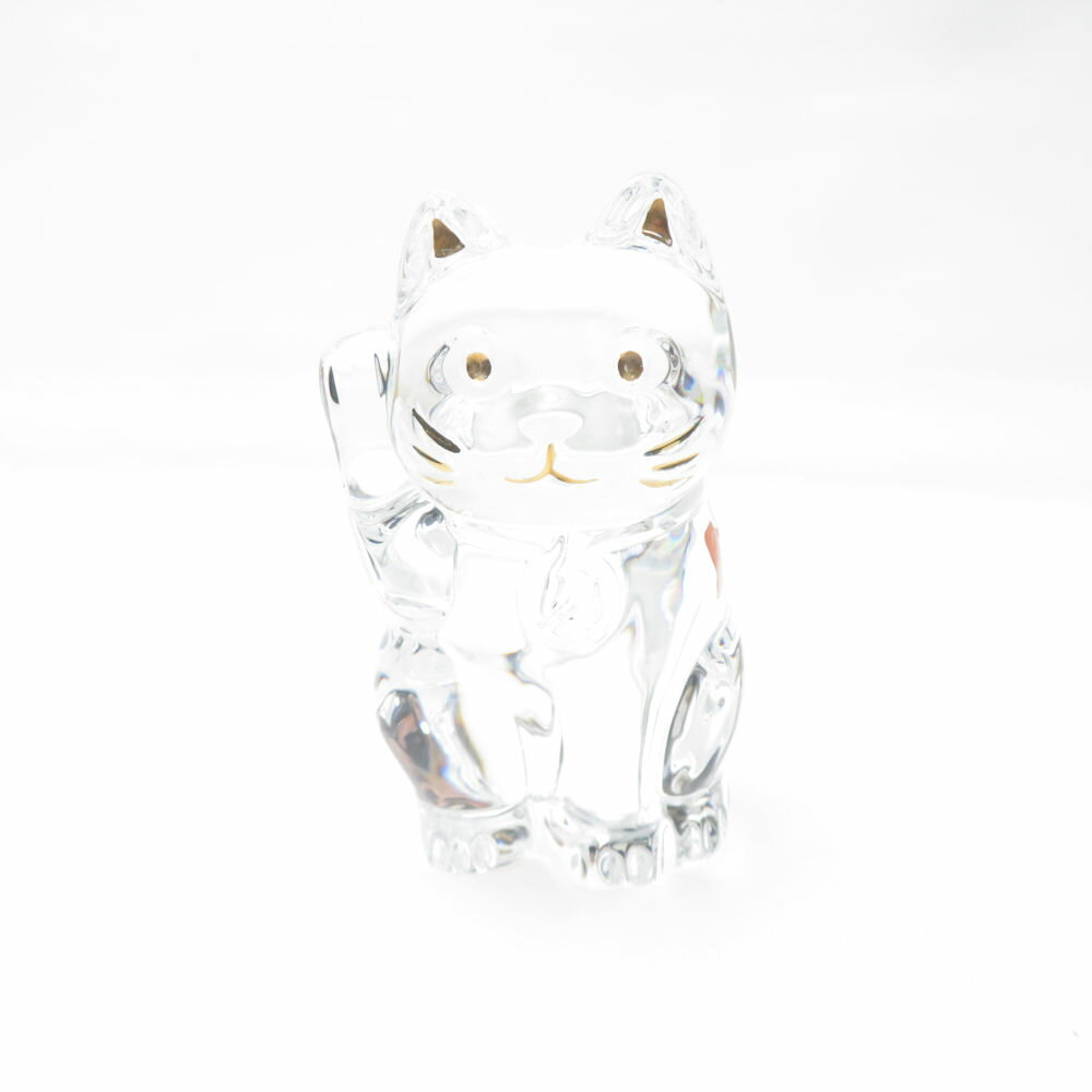 Baccarat バカラ まねき猫 クリスタルオブジェ 10cm ラッキーキャット 置物 フィギュリン SC9788H1 【中古】