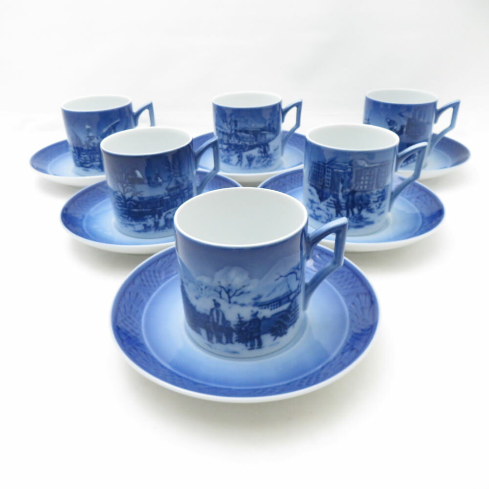 ROYAL COPENHAGEN ロイヤルコペンハーゲン 1993～1998年 イヤーカップ＆ソーサー 6客 セット クリスマス SC9795H1 【中古】