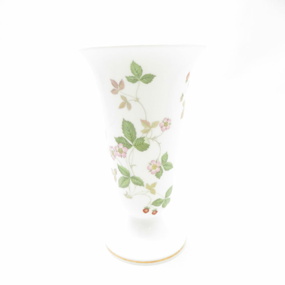 美品 WEDGWOOD ウェッジウッド ワイルドストロベリー 花瓶 高17.5cm ベース 花びん 旧刻印 黒壺 SC9817H1 【中古】